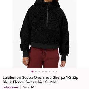 lululemon athletica Black Oversized Scuba Sherpa 1/2 Zip Hoodie
